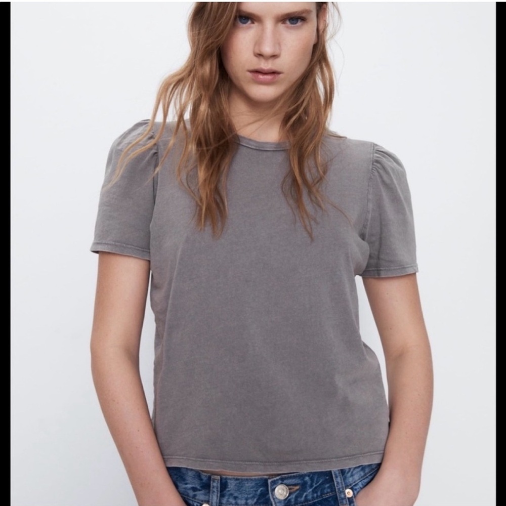 Dark Gray Cotton Sundance Puffsleeve Tee 🌿